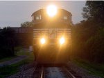 Norfolk Southern C40-9W #9101, with loaded Florida bound rock train, parked on the Columbus-Macon (GA) "M" line, under the CSX Fitzgerald Subdivision overpass still clearly marked with "ACL" Atlantic Coast Line markings